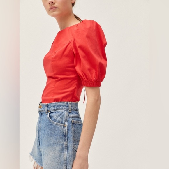 Urban Outfitters Red Strappy-Back Puff Sleeve
Blouse Sz S - Picture 3 of 15